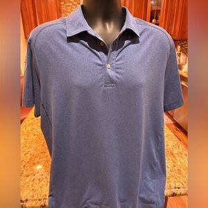 Untuckit men’s polo. Sharp‎ solid blue with logo. EUC. Large.